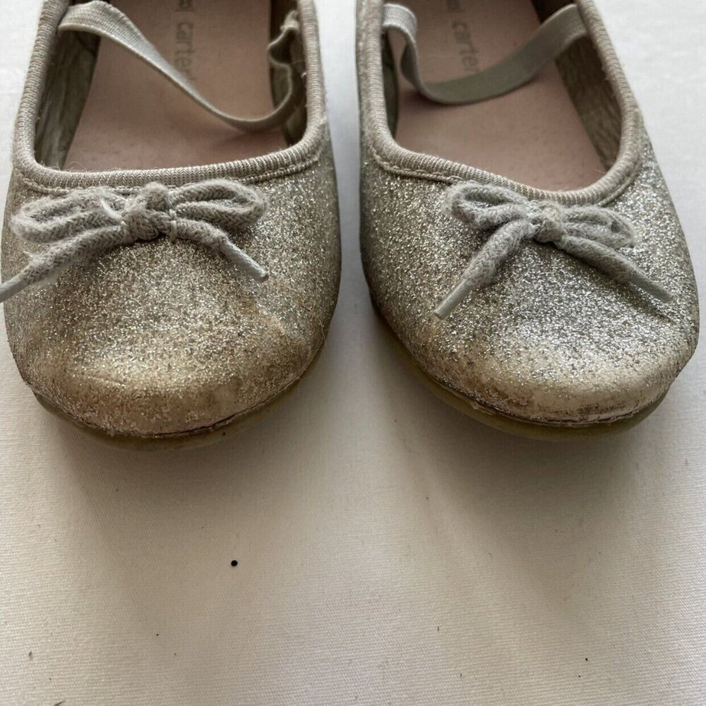 Carter's Silver Glitter Ballet Flats Size 8 - Picture 3 of 10
